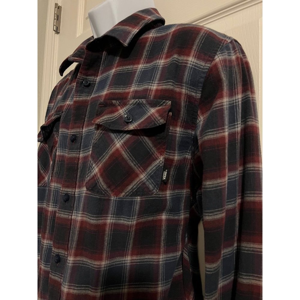 Vans Flannel Checkered Button Down Top Casual Top… - image 3